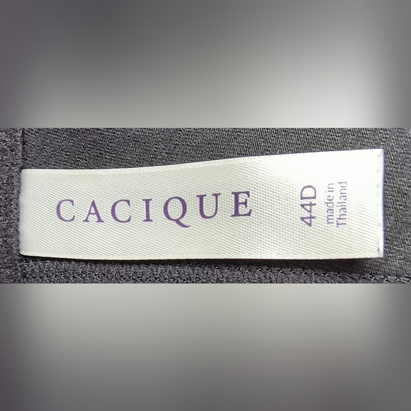 Cacique Elegant Black Lace Overlay Wide Coverage No Wire Bra 44D - Picture 4 of 6